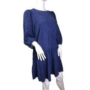 Gap Tiered pocket Dress 3/4 Sleeves blue dot size 6